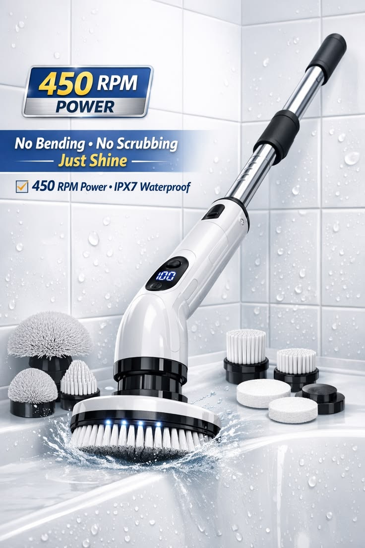 Electric Cleaning Brush 9 In 1     فرشاة تنظيف كهربائية 9 في 1