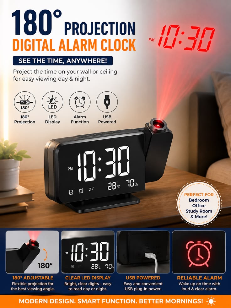 Multi Functional LED digital Projector Clock