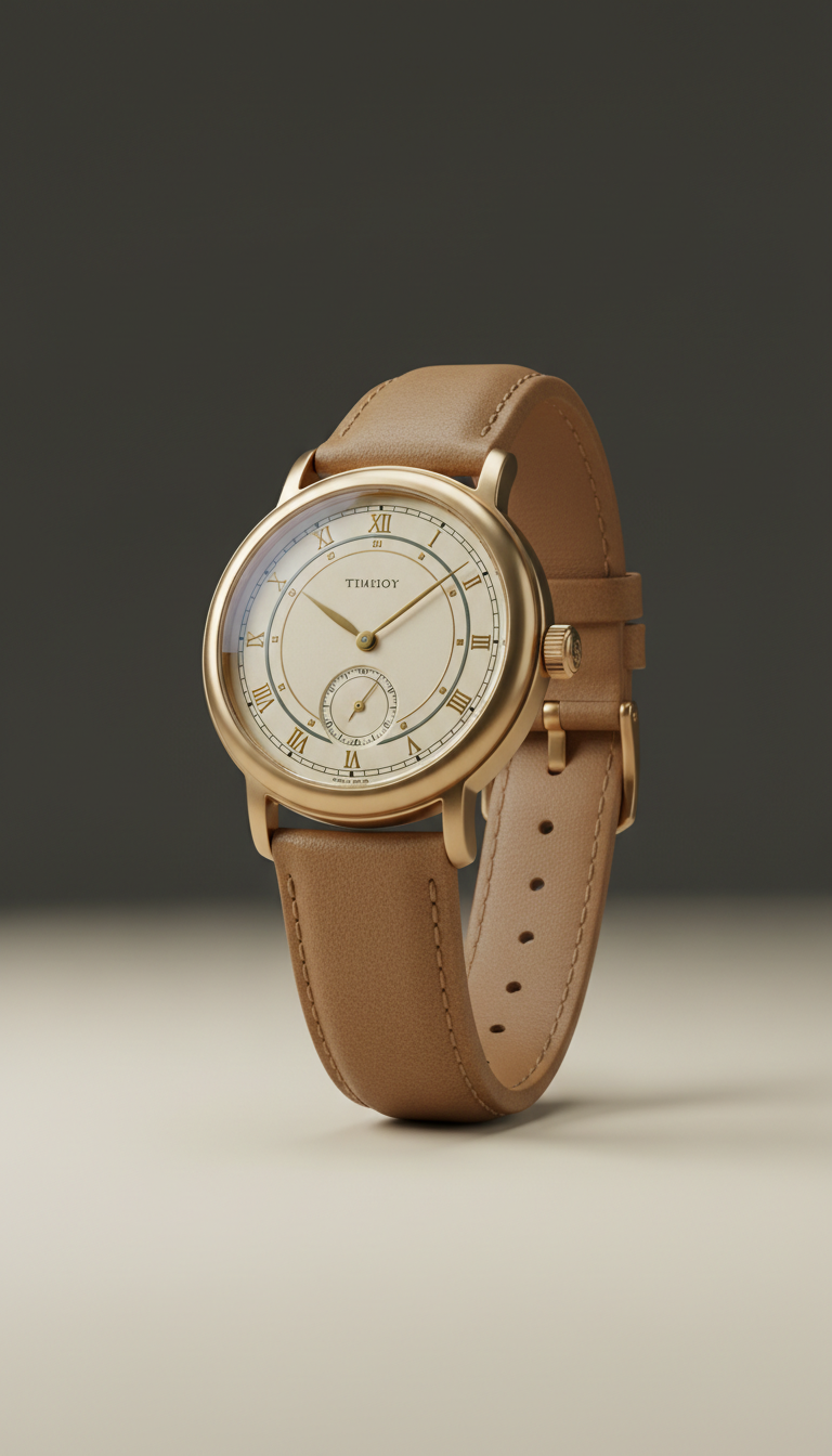 Ivory Mist Analog With Leather Strap