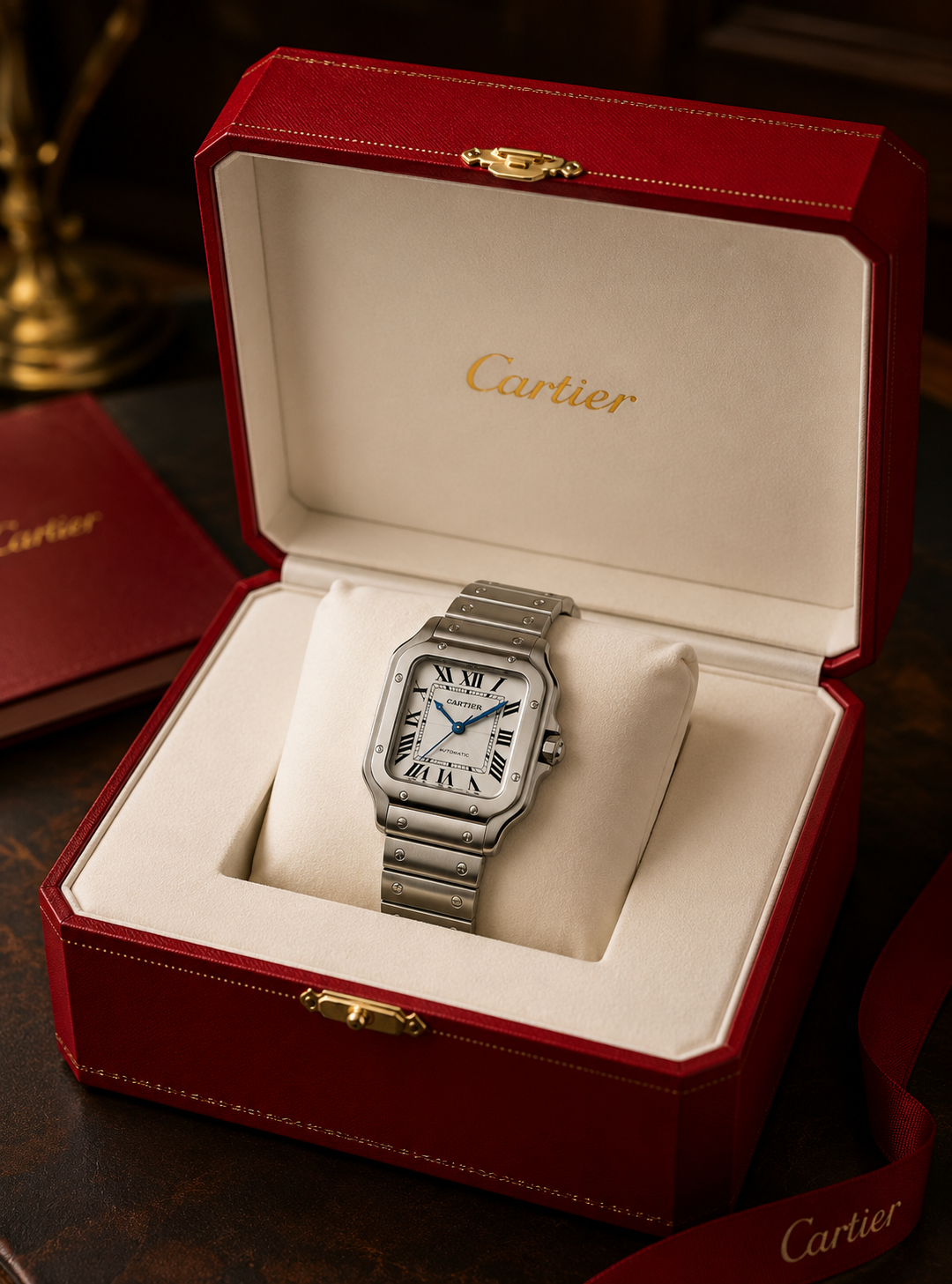 Luxury premium men's watch with a square design       ساعة رجالية فاخرة بتصميم مربع